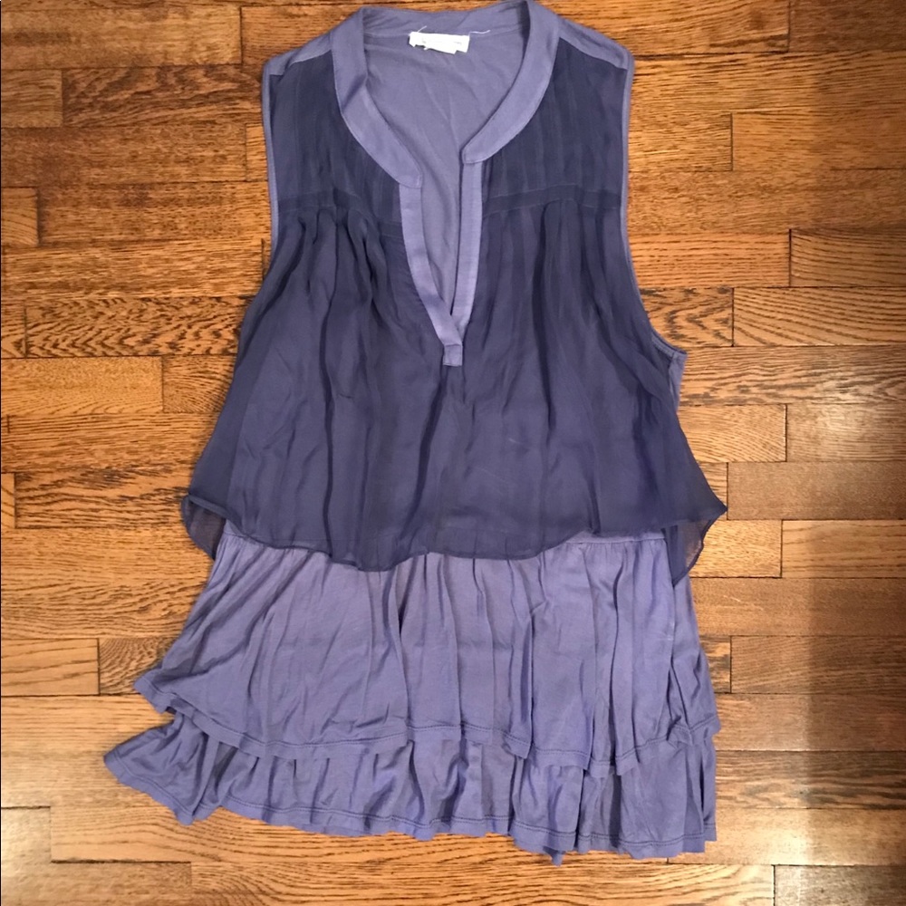 Anthropologie Blue Layered Blouse